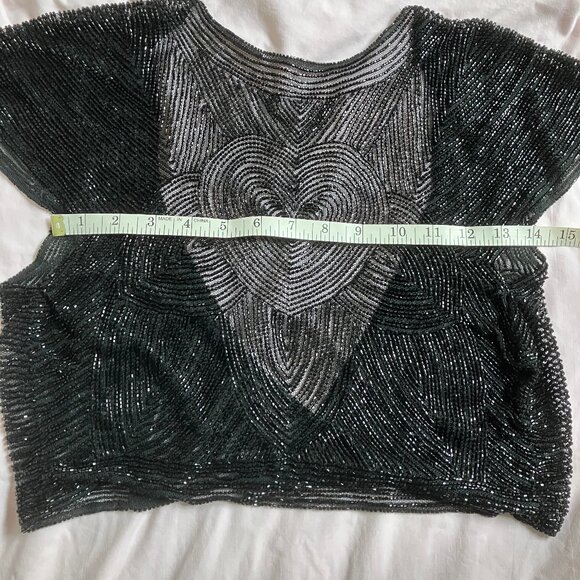 BLACK FULLY BEADED BOLERO / SHRUG - Picture 8 of 11
